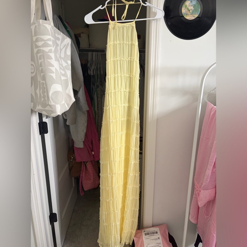 Peppermayo Yellow Aullie Halter Maxi Dress